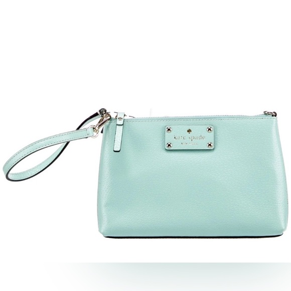 kate spade Handbags - Kate Spade Aqua Leather Wallet with Gold Accents
